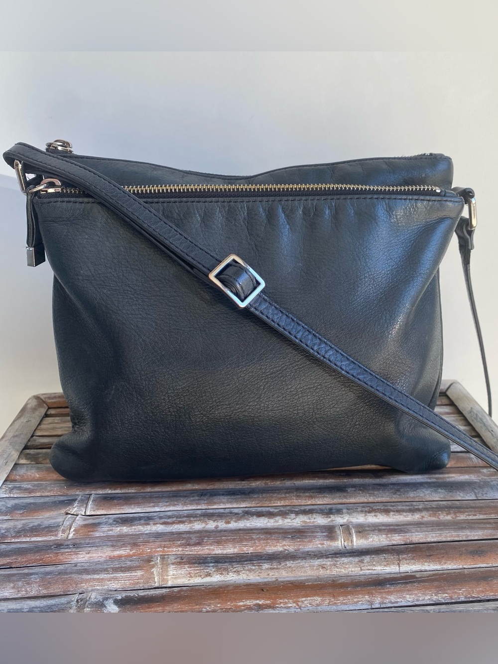 Margot black leather crossbody bag purse Classic minimalist fall winter classic